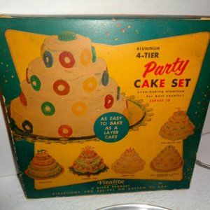 Antique Party 4-Tier Cake set by Vitality Aluminum 1950's In Box
